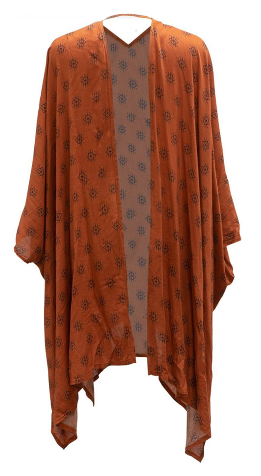 Mother of All Kimonos,  Rust Tribal Print