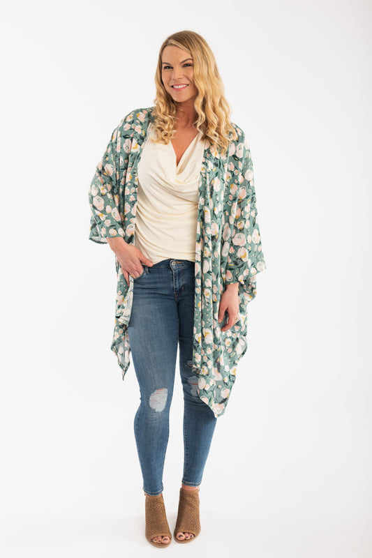 Mother of All Kimonos, Sage Green Peony