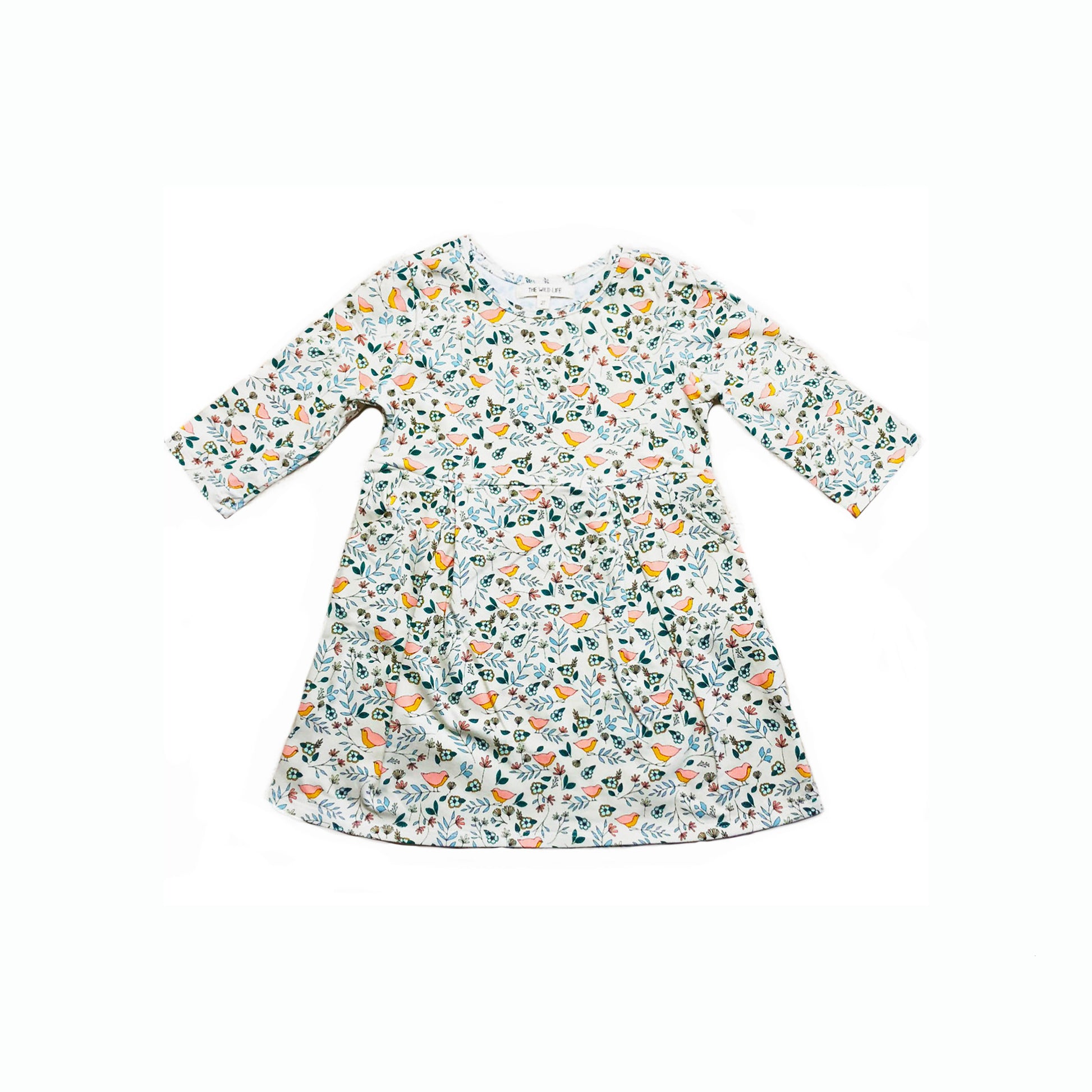 3/4 sleeve pocket dress in love bird print