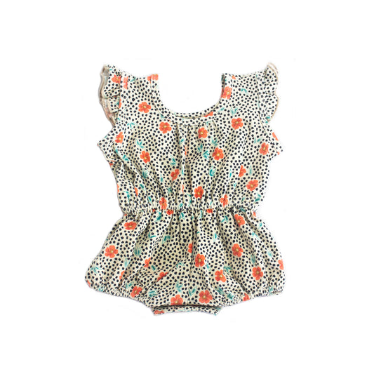 Luna Romper, Snow Leopard Floral