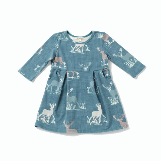 Sage Dress in Stag Print