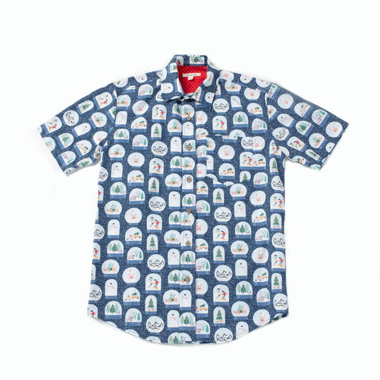 Camp-Shirt für Herren, Schneekugel-Print